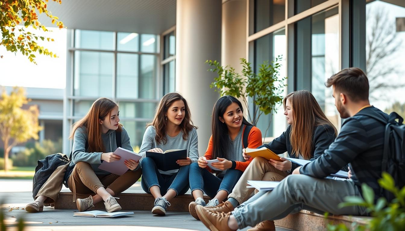 Student using learning strategies while studying